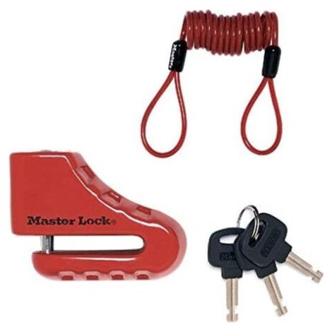 Master Lock 8303EURDPS Antifurto Moto Bloccadisco, Perno con Diametro 5.5, Rosso (1/5)