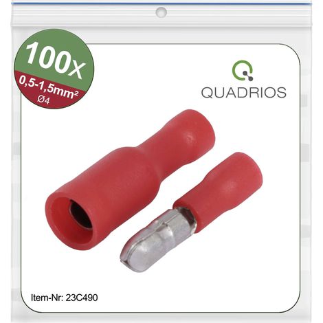 Quadrios 23C490 Cosse cylindrique mâle 0.5 mm² 1.5 mm² rouge 100 pc(s) (1/4)