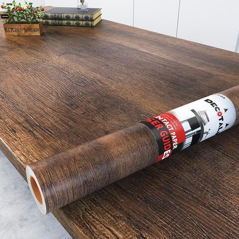 Papier Peint Armoire Bois Brun 90X500cm Papier Adhesif Pour Meuble Revetement Adhesif Meuble Vinyle Adhésif Effet Bois Film Autocollant Étanche Pour Décorer Des Cuisine Murs Comptoirs Porte (1/5)