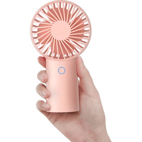 Ventilador de mano de 4000 mAh, miniventilador portátil, pequeño ventilador recargable por USB, ventilador personal a batería con 3 velocidades, color rosa (1/5)