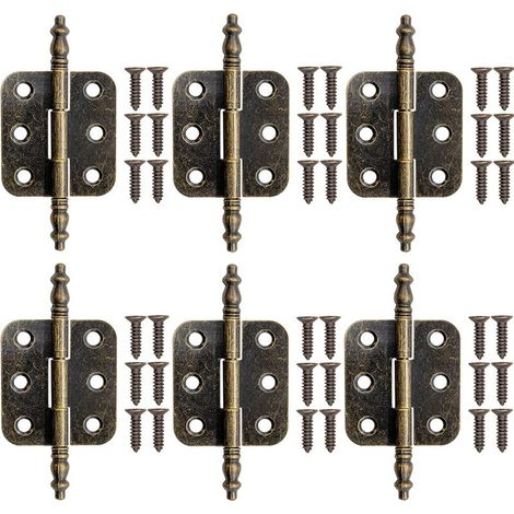 Lot de 6 Charniere Vintage en Bronze pour Porte Placard Charniere Decorative en Fer avec Vis (1/5)