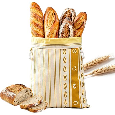 Set mit 2 wiederverwendbaren Bienenwachs-Brotbeuteln, Baumwollbeutel für selbstgebackenes Sauerteigbrot, perfekt geeignet für selbstgebackenes Brot, 33 x 43 cm (1/5)