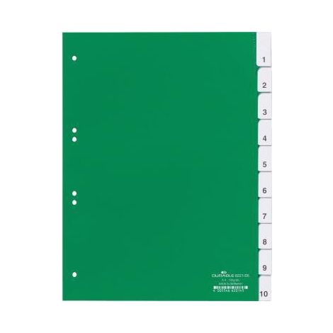Ordnerregister DIN A4 blanko Kunststoff grün 10 Registerblätter (1/4)