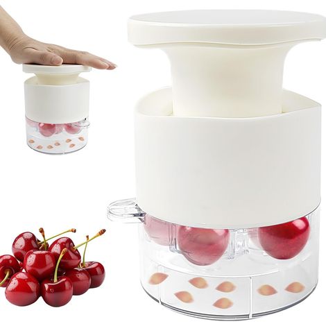 Dénoyauteur de cerises multifonction pour la cuisine, dénoyauteur de cerises, dénoyauteur de cerises avec récipient de récupération pour noyaux, dénoyauteur manuel pour confiture et préparation de (1/5)