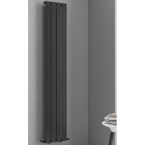 Radiateur design vertical MARCELLO 31x180 cm en chrome noir mat