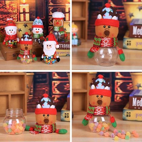 Boîte à bonbons de Noël mignonne, décoration, pot à bonbons en plastique transparent, porte-bouteilles, décoration de Noël (1/5)