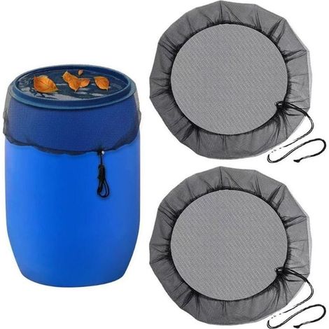 Filet Anti-Moustique pour Récupérateur d'Eau de Pluie 2 Pièces, Couvercle de Tonneau Ajustable, Filet de Protection contre Feuilles et Larves de Moustiques, Filet de Protection 95cm (1/4)