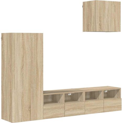 Maison Exclusive - 4-tlg. Wohnwand Sonoma-Eiche Holzwerkstoff (1/5)
