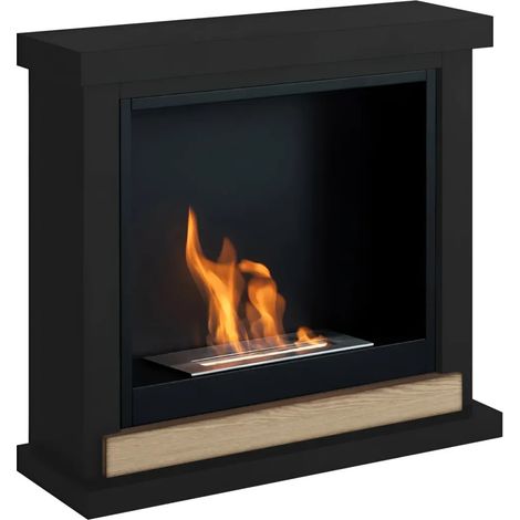 Camino a Bioetanolo TAGU FreeFlame Hagen Nero Dettaglio Legno (1/5)