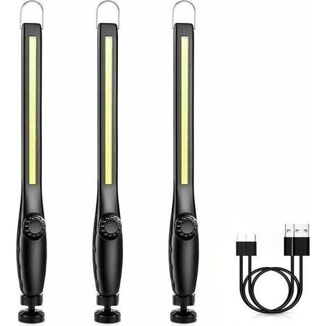 Baladeuse led Mecanicien Lampe Atelier Chantier Rechargeable Lampe Garage Magnetique Lampe de Travail Aimantée led Portable Rechargeable Puissante [3 Pièces] [Classe énergétique A+++] (1/4)