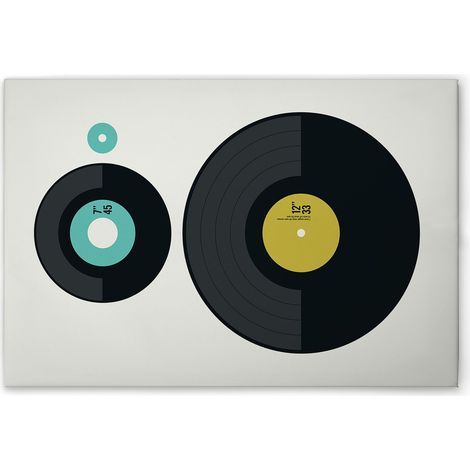 Leinwandbild Retro DJ Pult M1-No.51226 - Kunstdruck auf Leinwand in Schwarz Blau - Wandbild 45 x 30 cm