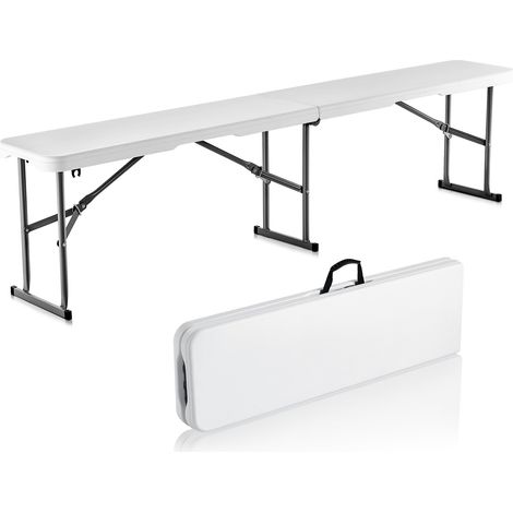 VEVOR Panca Pieghevole in Plastica, Panca Portatile 183 mm, Panca da Esterno Impermeabile in HDPE, Seduta da Pranzo per Picnic e Campeggio con Maniglia Trasporto, per Attivita in Giardino, Bianco (1/5)