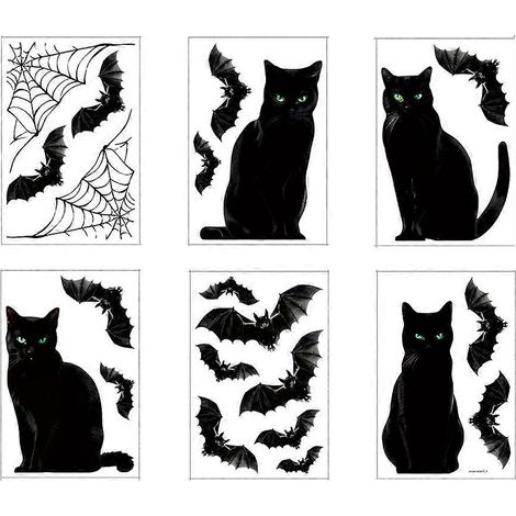 Décoration d'Halloween : autocollants chauve-souris en forme de filet d'araignée pour fenêtre (1/5)
