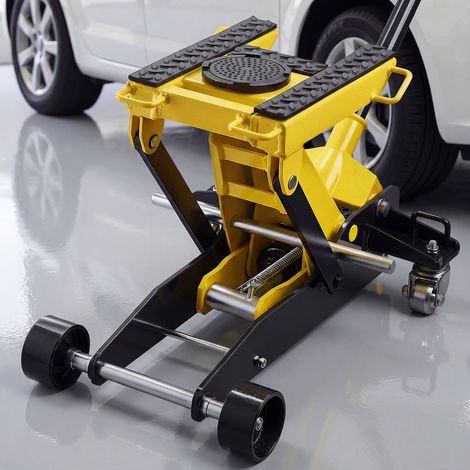 VEVOR Cric Idraulico a Carrello 2 Tonnellate in Acciaio, Cric Idraulico da Pavimento a Basso Profilo, a Pistone Singolo con Ruote, Altezza di Sollevamento 150-435 mm, Multiuso per Auto, Moto, Quad (1/5)