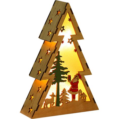 1 Veilleuse Sapin de Noël, Décoration LED en Bois, Lumière Chaude pour Bureau, Salon, Chambre (1/5)