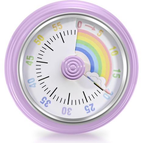 Visual Timer, Minuteur pour Cuisine, 3Inch Minuteur Cuisine Aimanté Compte à Rebours de 60 Minutes, Horloge Mécanique sans Piles, Outil de Gestion du Temps pour Enfants et Adultes Arc-en-Ciel, Violet
