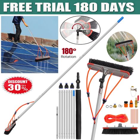 Brosse télescopique de 7 m avec tuyau pour le nettoyage des fenêtres, toitures et installations solaires (1/5)