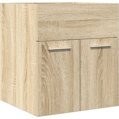 Armoire lavabo murale salle de bain peu encombrante 41 x 38 x 46 cm rangement pratique en bois chêne sonoma (1/5)