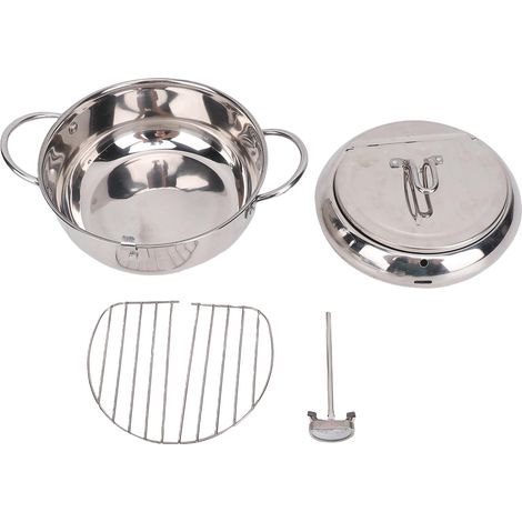 Friteuse japonaise de 2,2 L en acier inoxydable 201 avec égouttoir à huile, contrôle de la température et couvercle pour la cuisson. (1/5)