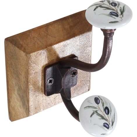 Appendino in Legno con Pomello in Olivo per Decorazione da Parete, Ideale per Organizzare e Abbellire la tua Casa