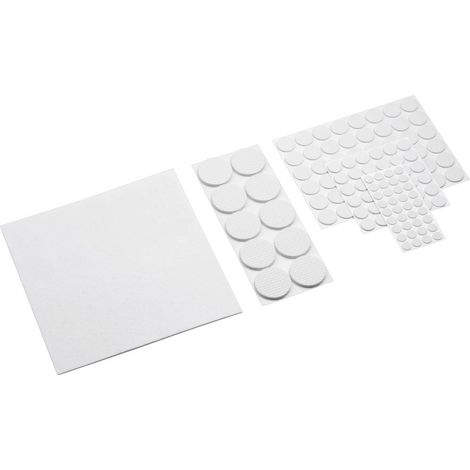 MEISTER, 281170 ASSORTIMENT DE PATINS EN FEUTRE AUTOCOLLANT, BLANC, 131 PIÈCES (1/2)