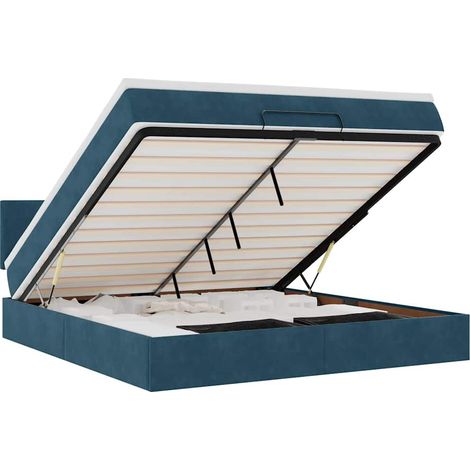 Maison Exclusive - Ottoman-Bett mit Matratze & LEDs Dunkelblau 18