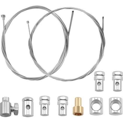 2 Piezas 2 Metros Kit de Cable de Embrague de Freno Acelerador de Reparación Universal con 9 Accesorios para Moto Bicicleta Scooter Cortacésped Motocultor Desbrozadora Ø1.5mm y Ø2.0mm (1/5)