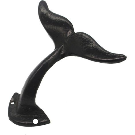 Set of 1 Black Whale Fin Hook, Cast Iron Whale Fin Wall Hook - Decorative Wall Hook for Coats, Clothes, Hats, Shop (1/5)