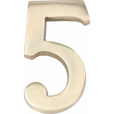 Numero 5 EDM con fissaggio invisibile in ottone lucido da 10 cm