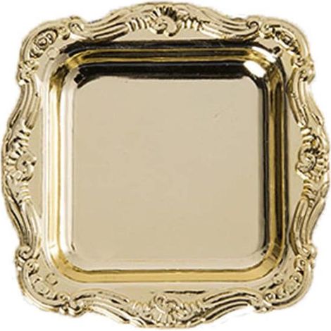 Assiettes carrées en plastique, lot de 12, petites assiettes de service réutilisables pour dîner de fête, couleur or (1/5)