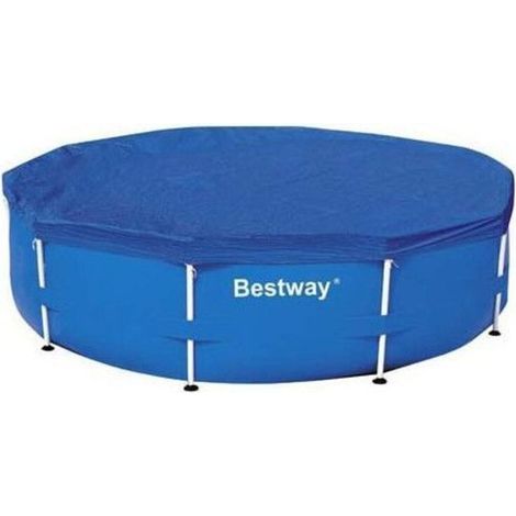 Couverture de piscine ronde 305 cm Matériau durable Avec cordes de fixation et trous de drainage Pour piscines Steel Pro et MAX (1/5)