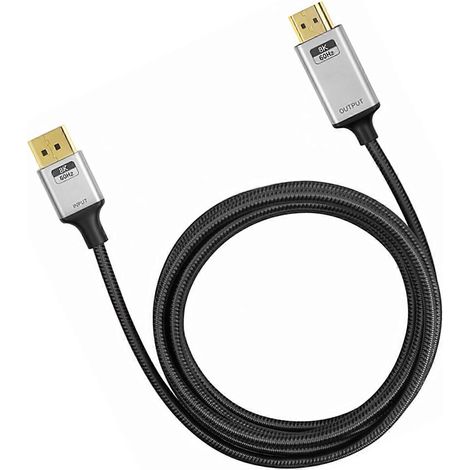 Câble DisplayPort vers HDTV, câble DisplayPort vers HDTV plaqué or, mâle-mâle, convient aux ordinateurs, ordinateurs de bureau, ordinateurs portables, PC, moniteurs, projecteurs, multicolore. (1/5)