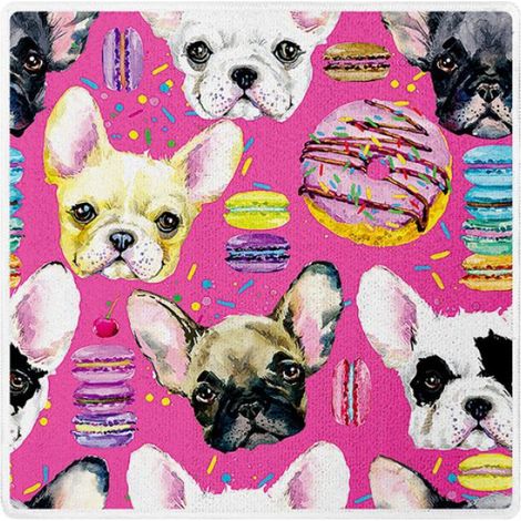 torchon cuisine - cellulose réutilisable - 30x30 cm - imprimé dessert bouledogue français - lot de 2 (1/5)
