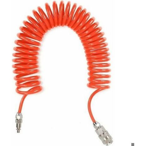 Tuyau Air Comprimé Spirale Polyuréthane Haute Qualité, Connecteur Enfichable, Raccord Rapide (1/4)