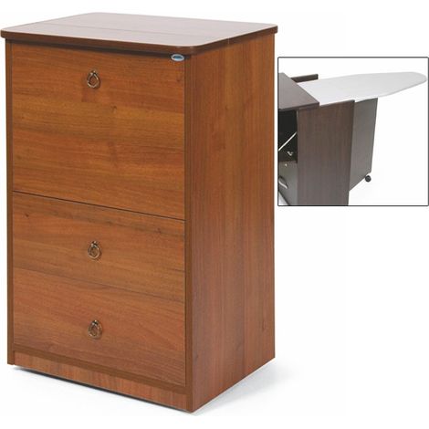 Webmarketpoint – Armoire à repasser mobile noyer antique – 3 tiroirs – Planche à repasser 41 cm – 4 roues pour déplacement facile – Dimensions 44x57xH89 cm