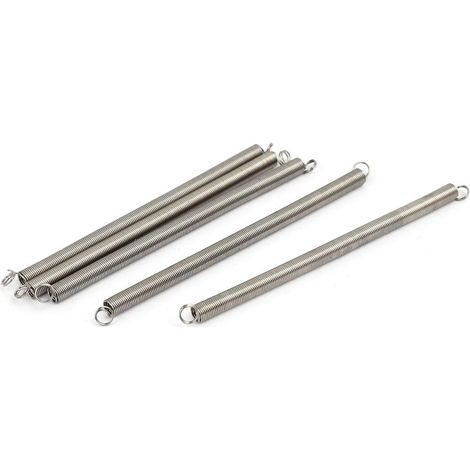 Tension Spring Extension Springs 0.3 mm x 3 mm x 60 mm 304 Stainless Steel Silver 5pcs (1/3)