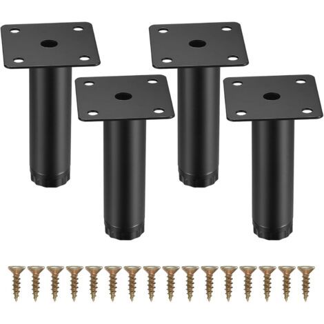 4 Pièces Pieds de Meuble, 8 cm/3,15 Pouces Pieds de Meubles Réglables, Pieds de Support en Fixation en Métal pour Meubles/Table/Chaise/Bureau/Cuisine/Armoire/Canapé (1/5)