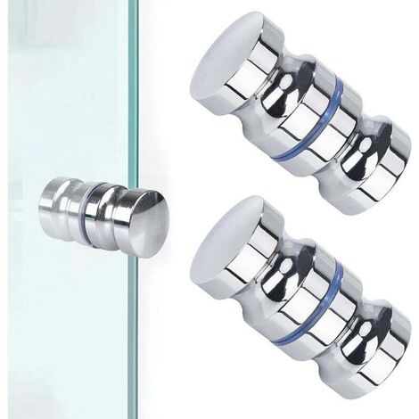 2 Stück Edelstahl-Duschgriffe für Schiebe- und Festtüren, rund, modernes Design, Badezimmerzubehör - KZQ