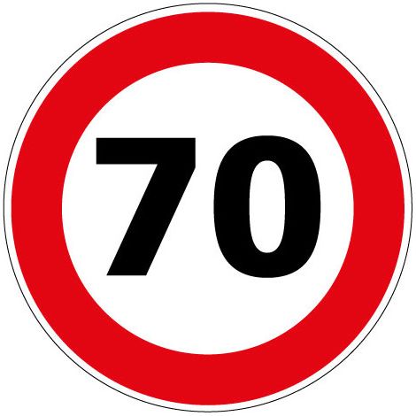 PANNEAU LIMITATION DE VITESSE 70KM/H (B14GALVA70) - Diamètre 450 mm