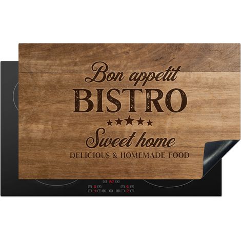 PROTECTION PLAQUE INDUCTION Citation - Bistro - Bon appétit - Sweet home - Texture du bois Couvre Plaque De Cuisson 83x51 cm