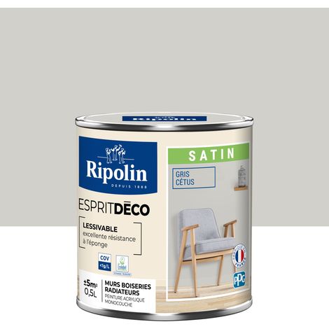 Peinture Murale Toutes Pièces - Satin - 0,5L - Gris Cétus - Ripolin (1/5)
