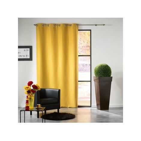 Rideau a oeillets 140 x 240 cm occultant uni mezzo Jaune (1/3)