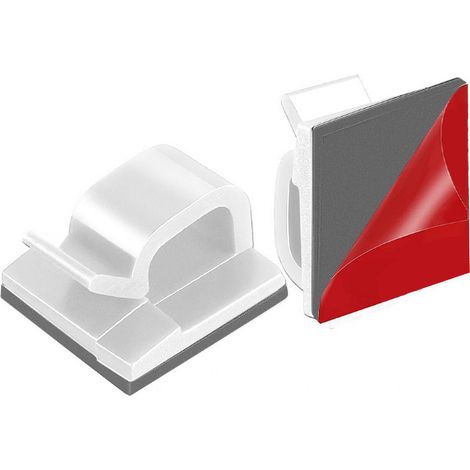Support adhésif pour câbles - Organisateur de bureau pour rangement de fils - Petit carré blanc