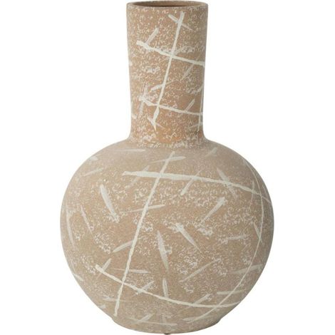 Vase Globe en Grès "Dune" 52cm Beige & Blanc