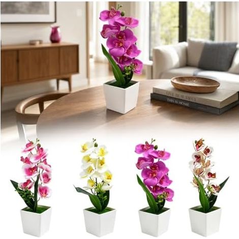 4 Pièces Orchidées Artificielles en Pot, 31 cm (1/5)