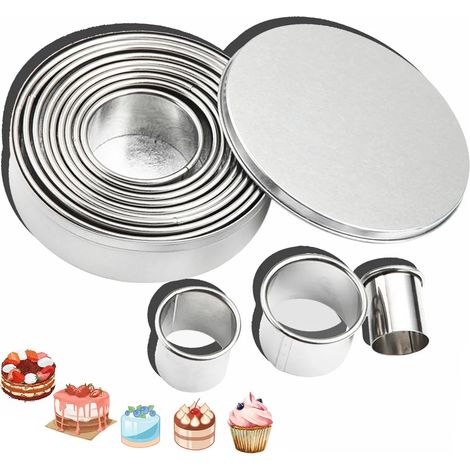 12-teiliges Ausstechformen-Set, runde Keksausstecher (1-4,4 Zoll) mit Box, Kreisausstecher aus Edelstahl zum Backen von Gebäck und Donuts (1/5)