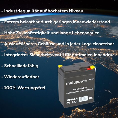 Multipower Blei-Akku MP9-6A Pb 6V / 9Ah (1/5)