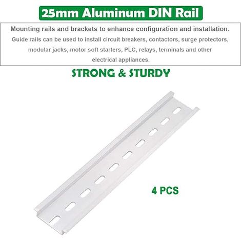 Aluminium DIN Rail for Installation of the Distribution Cabinet in the Control Cabinet (3.5 cm/1.38 inches wide, 20 cm/8 inches long, 0.8 cm/0.3 inches high) (1/4)