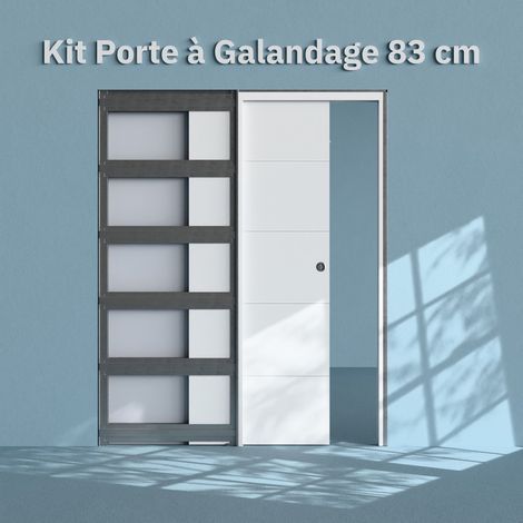 Porte coulissante à galandage Ligne 83 cm et kit de finition