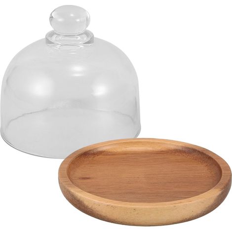 Présentoir à Gâteaux 2 Pouces avec Couvercle en Verre de Dôme en Bois Plateau Mini Desserts et Gain de Place pour Cupcakes pour Banquet (1/5)